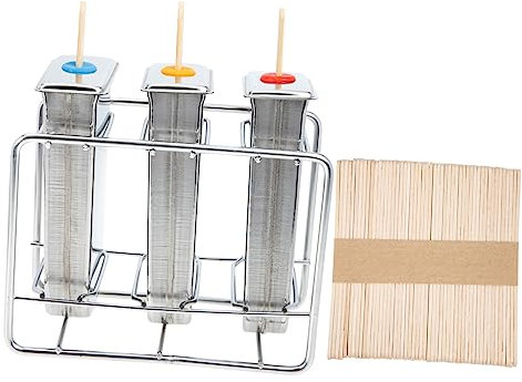 LIFKOME 1juego Moldes De Helados Inoxidable Con Palos De Madera De Moldes Para Hacer Caseras Para Preparar Postres Helados Casa