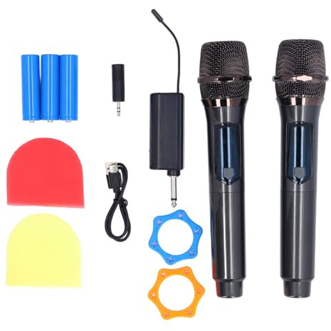 Alomejor Ensemble de Microphones à Bobine Mobile sans Fil, écran LED, Carte Son Intelligente, Micro karaoké Portable pour Les Performances de Réunion avec Récepteur