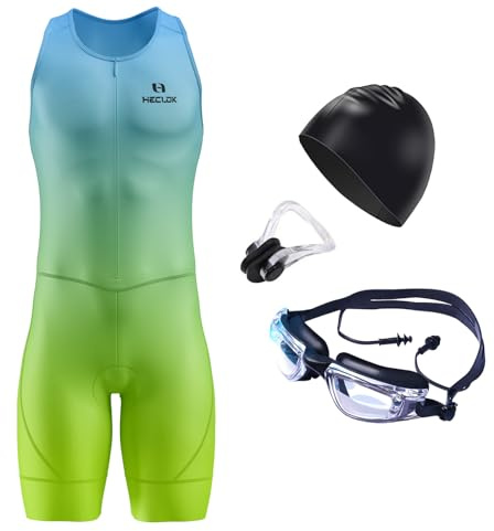 Traje triatlón de Manga Corta para Hombre, Summer Cycling Skinsuit Triatlón, Racing Tri Suit de Bicicletas Acolchado, MTB Mono Bueno para Correr, Andar en Bicicleta, Nadar