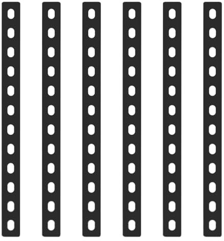 6 Pz Piastra di Giunzione Piana, Staffe Piatte Lamiera Forata, Staffe Piastra di Fissaggio, Staffe Perforate Connettore, Lastrina di Giunzione Piatta con 12 Foro per Legno (307x24mm)