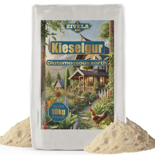Kiselgur för kycklingar 10 kg – 100 % naturlig kiselgur fin för trädgårdsskötsel, tekniska tillämpningar och djurhållning, säker och effektiv i kampen mot skadedjur – perfekt för hönshus
