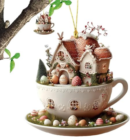 Decorazioni pasquali per specchietto retrovisore 'auto, ornamenti pasquali per decorazioni per alberi, decorazione piatta in acrilico 2D, ornamenti pasquali per decorazioni per albero