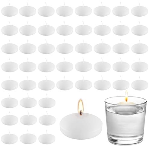 WANDGU - 50 candele galleggianti, per San Valentino, Natale, matrimonio, cena, colore bianco