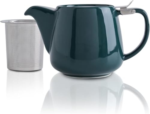 VIVILINEN Teiera con Infusore Rimovibile e Coperchio in Metallo da 1,2 Litri, Teiera in Ceramica per Tè in Foglia e Tè Sfuso