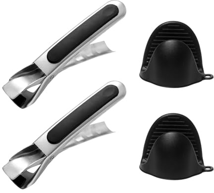 BIFHIG 2 Clips Anti-Escaladrones Y 2 Clips Manuales De Silicona, Tazón De Acero Inoxidable Y Clips De Platos, Aislamiento Térmico Y Guantes Anti-Escalillos, Suministros De Cocina.