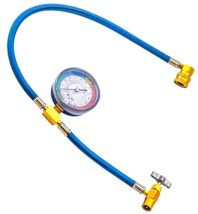 Manguera De Recarga De Aire Acondicionado - Tubo de Refrigerante AC,Con Manómetro Y Válvula Antirretorno Para Detección De Fugas En Reparación Automotriz Sistemas HVAC Comerciales
