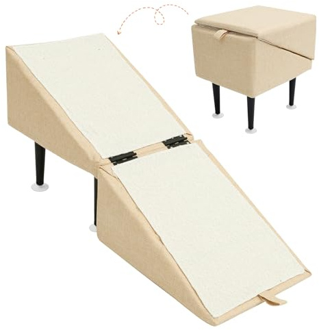Dog Steps Stairs for Bed Folding Non-Slip Cats Stairs Removable Pet Safety Ramp Pet Step for Sofa Small Medium Cats Couch Bed Unfolded 74.5 x 27.5 x 34 cm(01 styke)