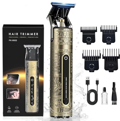 YIDON Beard Trimmer Men Hair Clippers, Cordless Electric Razor for Men Hair Trimmer Type-C Charging, LCD Screen, Zero Gapped T Blade Head Shaver, Waterproof Grooming Kit