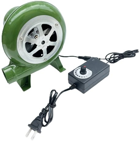 Soplador Chimenea Barbacoa, Ventilador Eléctrico Ajustable 12 V, Dispositivo Doble Alimentación AC DC, Mini Soplador Forja Artesanal, Herramienta Encendido Carbono, Motor Silencioso Compacto