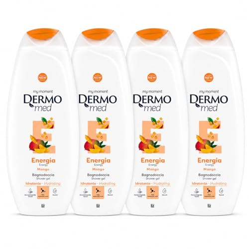 Bagnodoccia Energia Mango Idratante con Acido Ialuronico – Doccia Schiuma Rivitalizzante pH Neutro – Detergente Corpo Delicato Dermatologicamente Testato - 4 Flaconi da 650ml