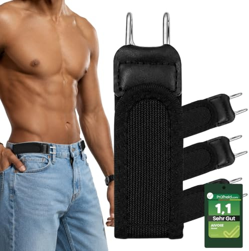 4 Pièces Ceinture Élastique Mixte Crochet Métallique Noir ceinture homme