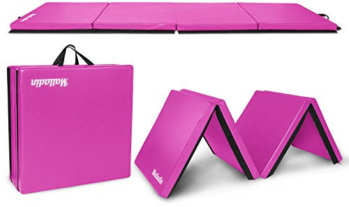 Matladin Tappetino pieghevole per ginnastica aerobica, 2,4 x 0,6 x 5,1 cm, in pelle PU, per stretching, yoga, cheerleader, arti marziali (viola)