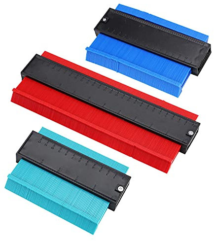 Taylor & Brown 3 Pack Plastic Metal Profile Copy Gauge Contour Gauge Duplicator Standard Wood Marking Tool Tiling Laminate Tiles General Tools Contour Duplicate Gauge (6in+7in+11in, Green+Blue+red)