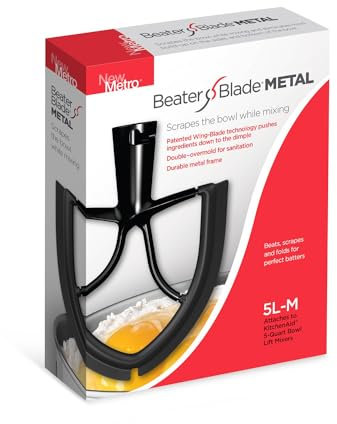New Metro Design 5L-M Beater Blade METAL, Compatible With Most KitchenAid 5 Quart Bowl-Lift Stand Mixers, Black