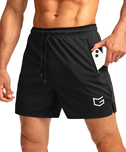 G Gradual Men's Running Shorts with Zipper Pockets Quick Dry Gym Athletic Workout 5 Shorts for Men (Black, X-Large)