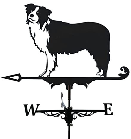 LOVIVER Stainless Steel Weather Vane with Animal Figurine, Practical Wind Direction Indicator, Vintage Style Farm Scene Home Outdoor Garden Crafts Ornament, Collies