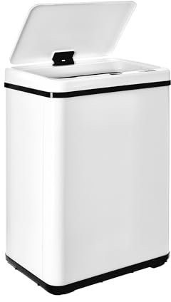 Pattumiera intelligente senza gambe con apertura automatica o contatto manuale, 40 l, altezza: 55,5 (x35,5 x 26), bianco.
