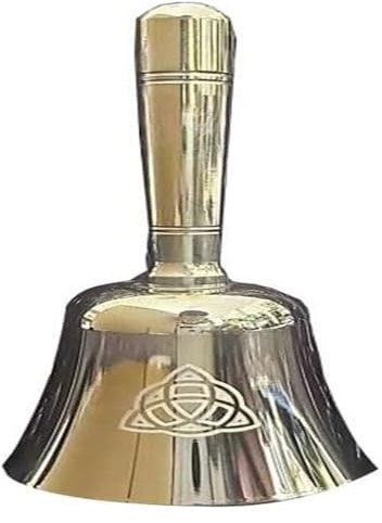 campanelli a mano， campanelli decorativi Campanello d'altare in ottone Mini Tripla Luna Dea Pentagramma Campanello a mano Forte suono Campanello di chiamata Mano for matrimonio Cena di Natale