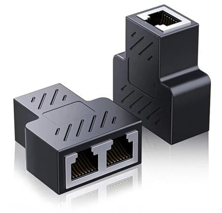 AYMBH RJ45 Splitter Connector Female to Female Network Adapter - 1 to 2 Dual Socket Ethernet CAT 5/CAT 6 LAN Adapter - Ideal for Cable Extension and Sharing DSL, Modem, or Ethernet Ports
