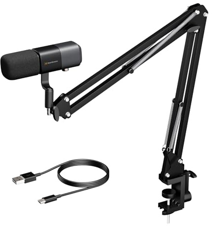 NearStream AM20X USB/XLR Condenser Microphone with Boom Arm,Podcast Mic with Noise Canceling/Gain Control/Sound Monitor/Mute Button,Desktop Microphone for PC/Audio Mixer/PS4/PS5,for Stream/Game/Record