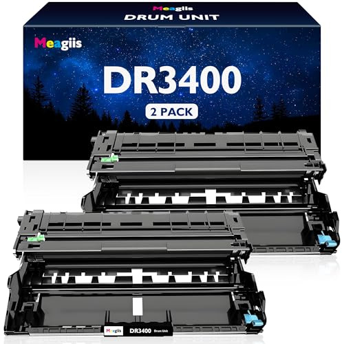 Meagiis DR-3400 DR3400 Drum Unit Compatible for Brother DR-3400 DR3400 Drum Unit for HL-L6250DN HL-L5000D HL-L5100DN HL-L5200DWT HL-L6200DW HL-L6200DWT HL-L6400DW HL-L6400DWT Printer (2 Pack)