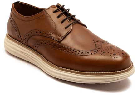 Thomas Crick 'Harrington' Men's Leather Lace-Up Brogue Derby Shoes | Classic Oxford Design with Comfort Sole for Formal & Casual Wear | Walking Shoes Tan