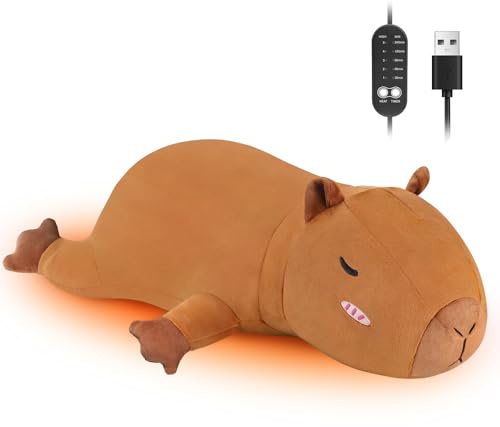 Electric Heat Pad for Period, Back Pain Relief - Menstrual Heating Heated Pad USB Powered - Capybara Plush Portable Stuffed Animal - Funny Women Teenage Girls Mum Birthday Gift Ideas