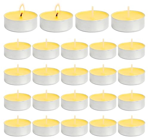 24 velas de cera de abeja, aroma natural, sin aroma, sin humo, quema limpio, con más de 4 horas de combustión, ambiente acogedor gracias a la cera de abeja