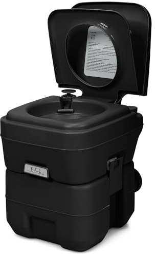 GOPLUS 20L Toilette Portable WC Chimique Mobile pour Camping Caravanes Hôpital Voyage en HDPE 41x35x41 CM (Noir)