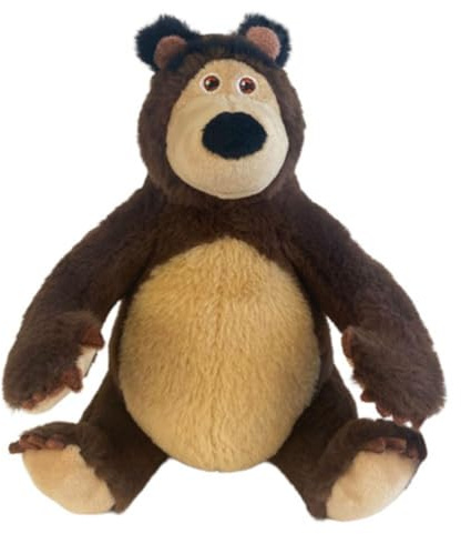 Masha e Orso Peluche Orso Seduto morbido personaggio da collezione ispirato serie TV - altezza 18cm - Colore Marrone