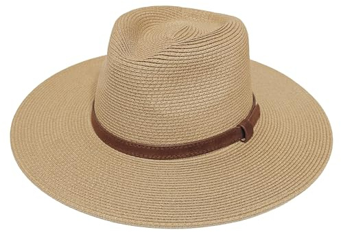 Wildarms Sombrero Panamá de Paja Unisex - Transpirable con Protección Solar UV, Ligero y Ajustable, Diseño de ala Plana. Ideal Playa y Viajes