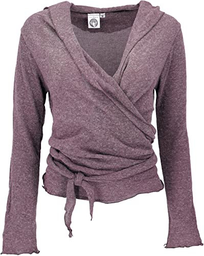 GURU SHOP Wickelshirt, Baumwollstrick Pullover, Wickeljacke - Altrosa, Damen, Baumwolle, Size:L