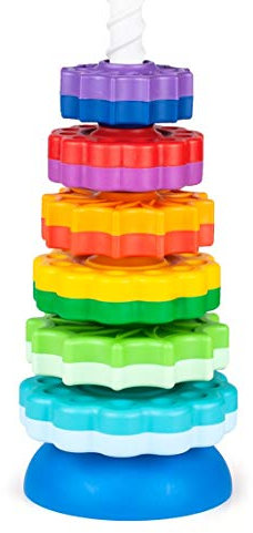 FANCY 40 cm groß Stapelturm Baby Kinderspielzeug ab 1 2 3 Jahre Farbring Pyramide mit Spiralgewinde Zahnradspiel Ringstapelturm Ringpyramide Stapel Ringe für Kinder und Baby