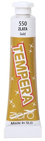 Tempera singola, oro, 12 tubi da 7,5 ml, non tossico, colori brillanti e intensi, altamente pigmentato, verniciabile con acqua, adatto a numerose tecniche di pittura