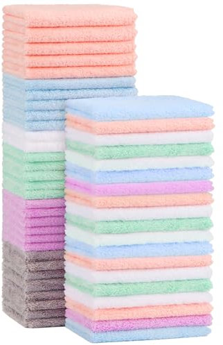 Orighty Baby Waschlappen 50-Pack, Mikrofaser Coral Fleece Baby Gesichtstücher, weiche und saugfähige Waschlappen für Neugeborene, sanft auf empfindliche Haut für Gesicht Hände und Körper, 7x9 Zoll