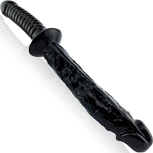 Realistischer Dildo Schwarz 30 cm 310 g aus PVC 18,5 cm big Dildo-Ende & 11 cm Griffstück Vaginal & Anal für Frauen & Paare Dickes Sexspielzeug für doppelte Stimulation sex toy FOPS D15-6
