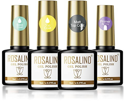 ROSALIND Top Coat Gel Uv Shellac Base Coat Top Coat Und Nail Primer Set Matt Top Coat Primer Für Gelnägel Primer Nägel FüR Nagelkunstdesign 8ml