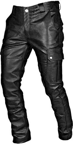 Dinnesis Lederhose Herren Lederhosen Schwarz Lang Motorradhosen Vintage Trachtenlederhose-Lederjeans-Bikerjeans Motorrad Biker Hosen Übergrösse Arbeitshosen Lackleder-Hose Rockerjeans