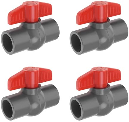 EMSea 4 st PVC kulventil hål diameter PVC uttag ände avstängningsventil används i bevattning simbassänger kommersiella VVS akvarier röd grå 25 mm
