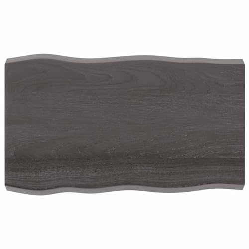 Rantry Tischplatte aus behandeltem Holz, Eiche, Naturrand, Grau, 100 x 60 x 6 cm, Tischplatte für Restaurant, Esszimmer, Wohnzimmer, Büro, Möbel, Arbeitsplatte, Tischplatte
