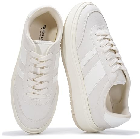 Project Cloud Platform Sneakers for Women - Lightweight Memory Foam Insole Womens Sneakers - Non-Slip Fashion Sneakers for Women Footwear - Women's Fashion Platform Shoes (Nita, Nude, 8)