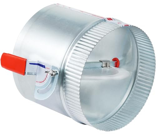 8 Inch HVAC Duct Backdraft Damper, Galvanized Iron Manual Volume Damper with Sleeve, Adjustable Airflow Control for Range Hoods, Fans, Pellet Stove Pipes, Dryer Vents (1 Pc)