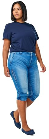 Zizzi Dam stora storlekar, caprijeans, smal passform, fickor, storlek 42–60, Ljusblå denim, 50 plus size