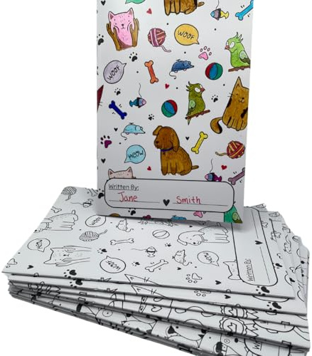 Blank Books For Kids To Write Stories - 8-Pack Pet-Themed Journals (8.5inx5.5in) Fun DIY Coloring Covers - Blank Drawing and Writing Paper for Classrooms & Creative Projects, Make Your Own Story, Kids Writing Practice Books