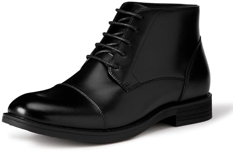 Amazon Essentials Men's Cap Toe Lace Up Ankle Dress Boots, Black, 10