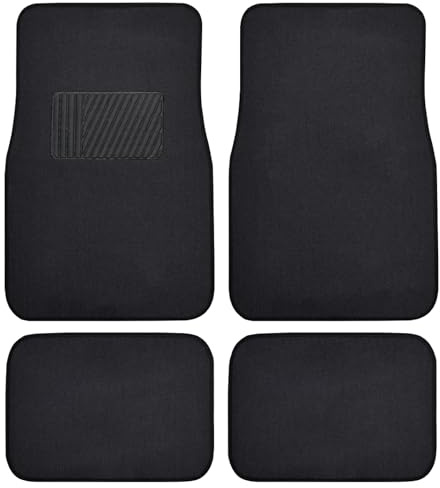 BDK Premium Black Carpet Floor Mats for Cars - Universal Fit Interior 4-Piece Car Mats Full Set with Vinyl Heel Pad Protector - Cute Car Accessories Interior Floor Covers for SUVs & Trucks
