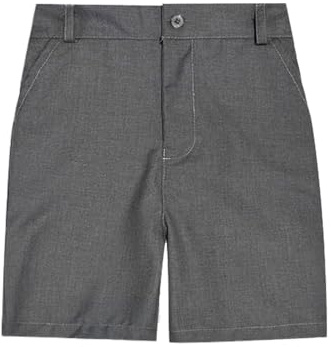 Generisch Pantalon de sport court pour garçon, vêtements d'école, enfants, devant plat, chino sergé, short décontracté avec poches, short d'été pour garçon, gris, 7-8 ans