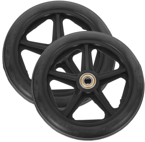 DOITOOL Lot De 2 Roues De Fauteuil Roulant 6 Pouces Noire Pneu Plein Remplacement Des Roues Du Déambulateur Stabilité Mobilité Adhérence Antidérapante Usage Quotidien Personnes à Mobilité Réduite