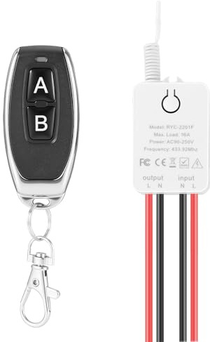 Funkschalter mit Fernbedienung 230V,Kabelloser Wandsender & Funk Lichtschalter Set mit 30m Reichweite,Kein Kabel erforderlich,Einfaches Ein- und Ausschalten von Lampen,Energieeffizient & 3000W
