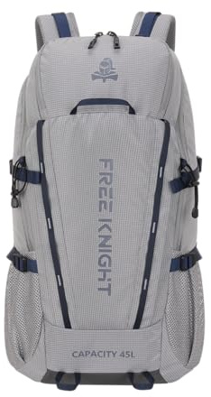 Bseash Mochila impermeable de 45 litros para senderismo, camping, con cubierta para lluvia, deportes al aire libre, bolsa de viaje para escalada, esquí, ciclismo